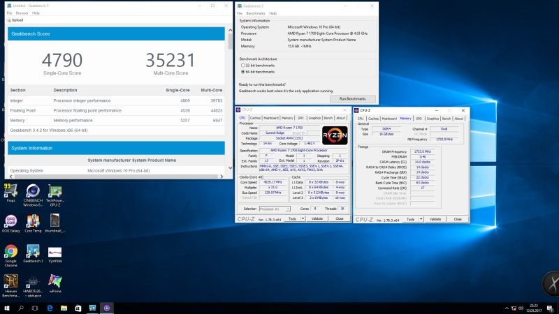 benchmark GeekBench 3; single and multi thread testing